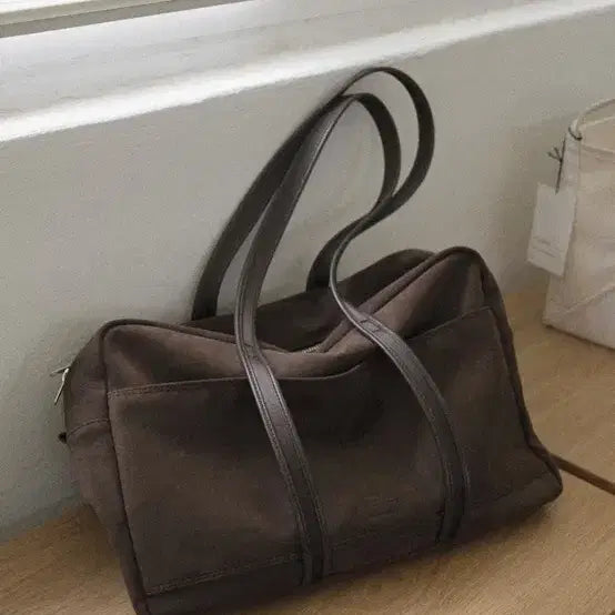 [BUNJANG] NEUE Suede Boston Bag Medium Brown / 노이에(NEUE) 스웨이드 보스턴백 브라운 미디움