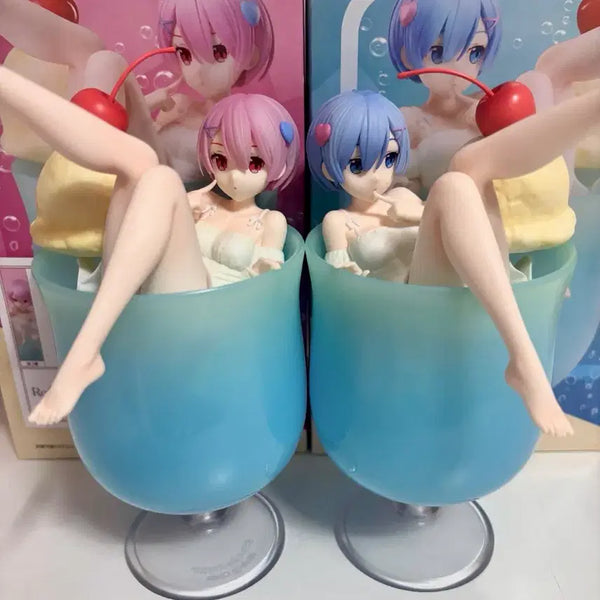 [BUNJANG] Elcoko Re:Zero Cream Soda Rem & Ram Figure Bundle Set / 일괄) 엘코코 리제로 크림소다 렘 람 피규어