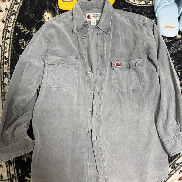 [BUNJANG] Lucky Strike Corduroy Shirt Grey M / 럭키 스트라이크 코듀로이 셔츠 그레이 M 사이즈