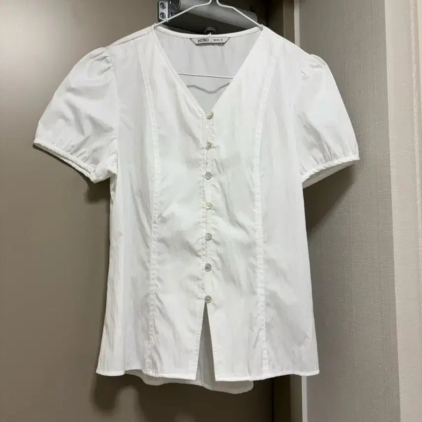 [BUNJANG] MIXXO White Puff Sleeve Blouse S / 미쏘 화이트 블라우스 s