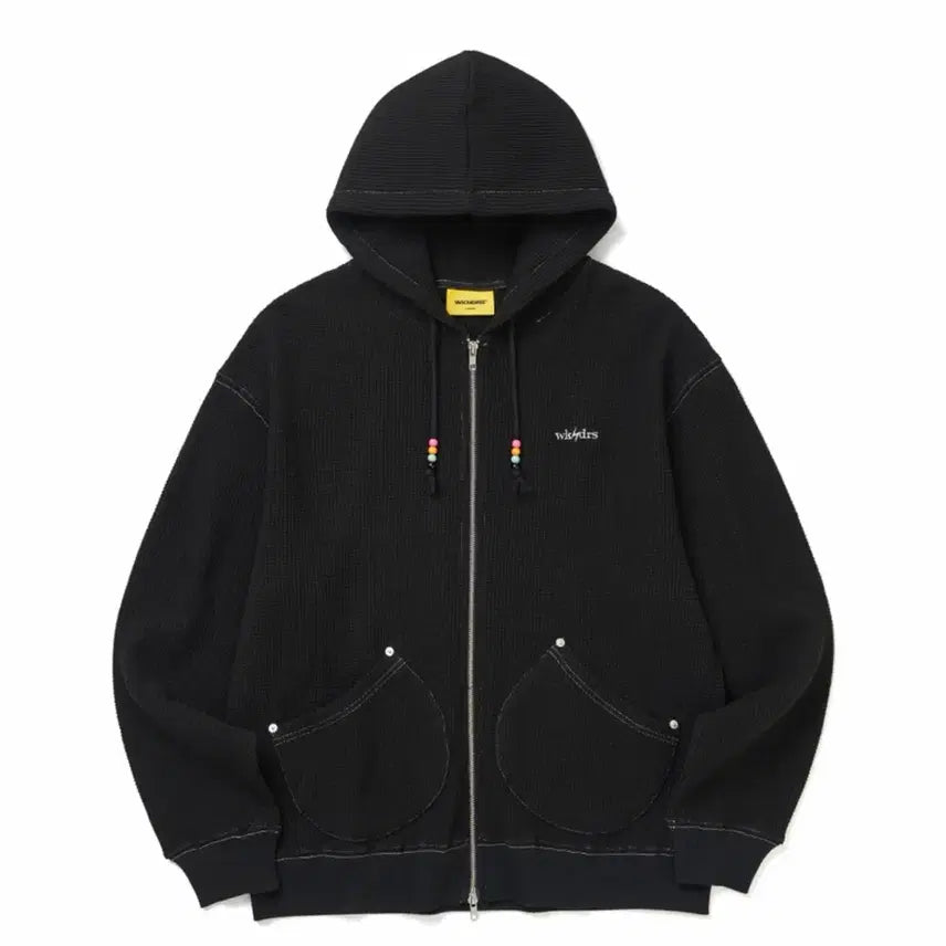 [BUNJANG] Wecanders Waffle Hoodie Zip-up Black / 위캔더스 후드집업