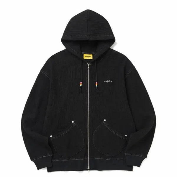 [BUNJANG] Wecanders Waffle Hoodie Zip-up Black / 위캔더스 후드집업