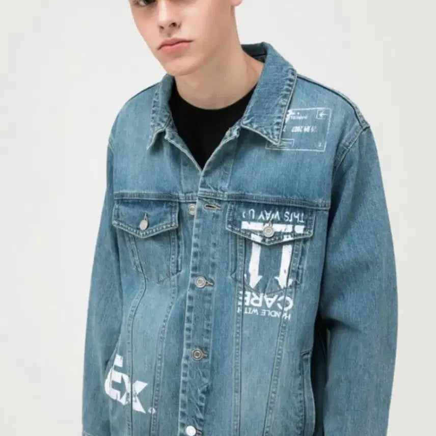 [BUNJANG] System Homme Printing Denim Jacket / 시스템옴므 프린팅 데님자켓