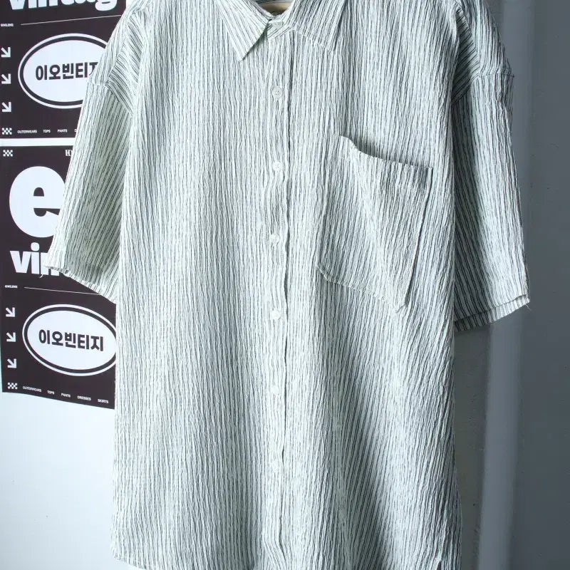[BUNJANG] L-XL Seersucker Short-Sleeve Collar T-shirt Shirt / (L-XL) 엘엑스티 반팔 카라 티셔츠 셔츠 남방 시어서커-H36879