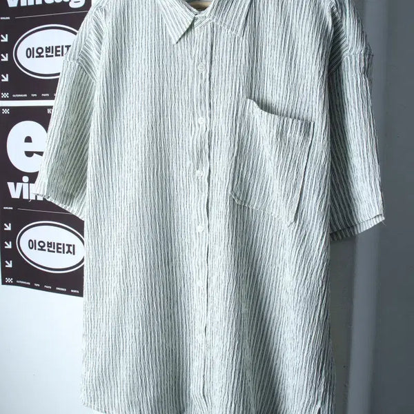 [BUNJANG] L-XL Seersucker Short-Sleeve Collar T-shirt Shirt / (L-XL) 엘엑스티 반팔 카라 티셔츠 셔츠 남방 시어서커-H36879
