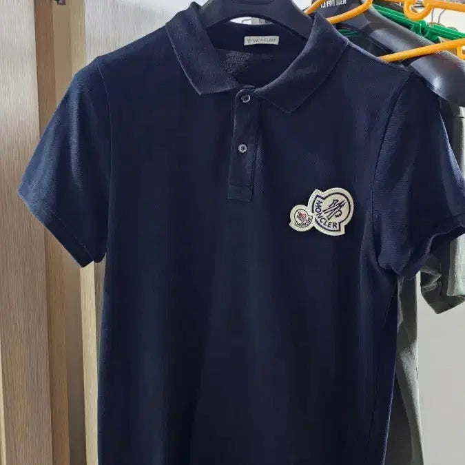 [BUNJANG] Moncler Double Logo Wappen Short Sleeve Pique Polo Shirt Black S / 몽클레어 더블로고와펜 반팔 피케티 블랙 S(90-95)
