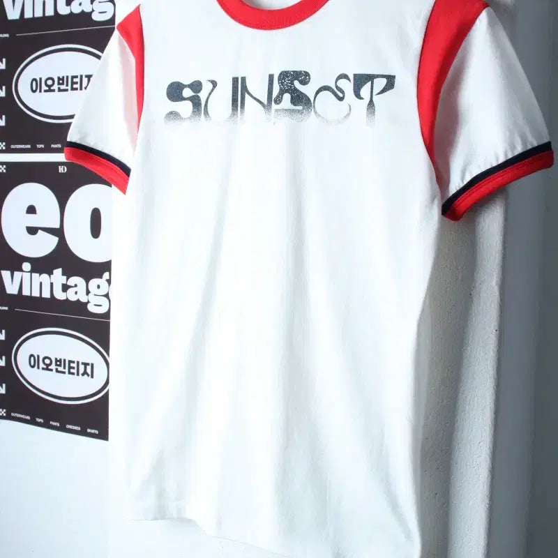 [BUNJANG] SM Entertainment Corner Ringer T-shirt / W(S-M) 앳코너 반팔 티셔츠 레터링 링거 화이트 올드스쿨-H36902
