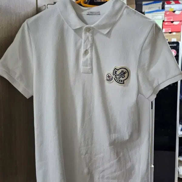 [BUNJANG] Moncler Double Logo Applique Pique Polo Shirt White Size S / 몽클레어 더블로고와펜 피케티 화이트 S(90-95)
