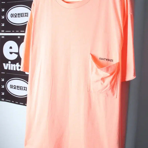 [BUNJANG] Plack Oversized Pocket T-Shirt Fluorescent Orange Old School / (F) 플랙 반팔 티셔츠 오버사이즈 포켓 형광오렌지 올드스쿨-H36918