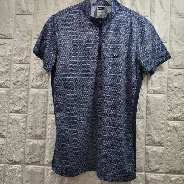 [BUNJANG] Patterned Short-Sleeve Zip-Up T-Shirt / 패턴 반팔 집업 티셔츠