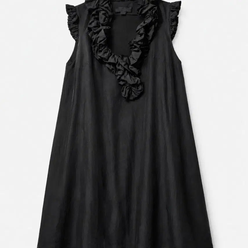 [BUNJANG] Jill Stuart Black Silk Blend Frill A-Line Dress Size 4 / 질스튜어트 블랙 실크혼방 프릴 원피스 4
