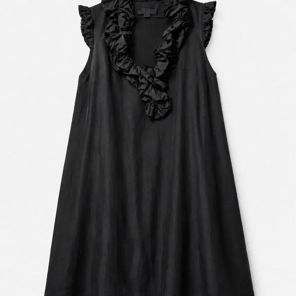 [BUNJANG] Jill Stuart Black Silk Blend Frill A-Line Dress Size 4 / 질스튜어트 블랙 실크혼방 프릴 원피스 4