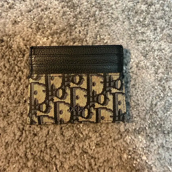 [BUNJANG] Dior Canvas Leather Trim Card Holder / 디올 카드 지갑
