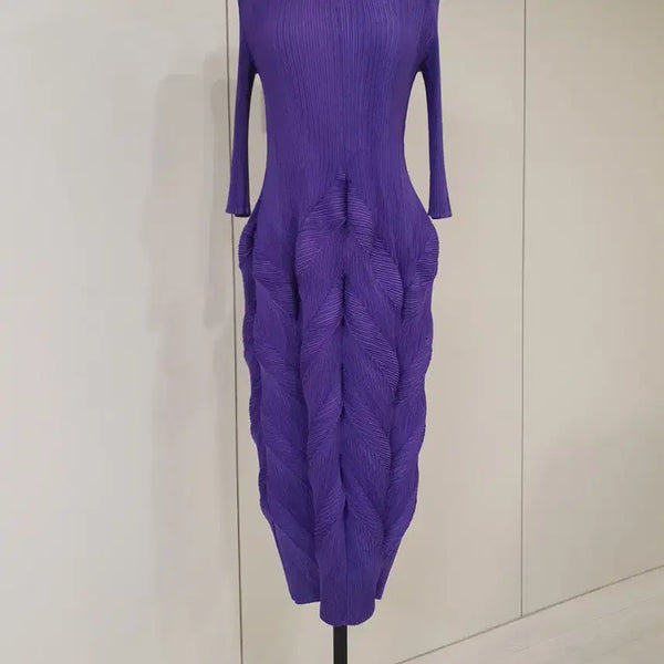 [BUNJANG] Pleated Purple Long Dress / 플리츠 퍼플 롱원피스