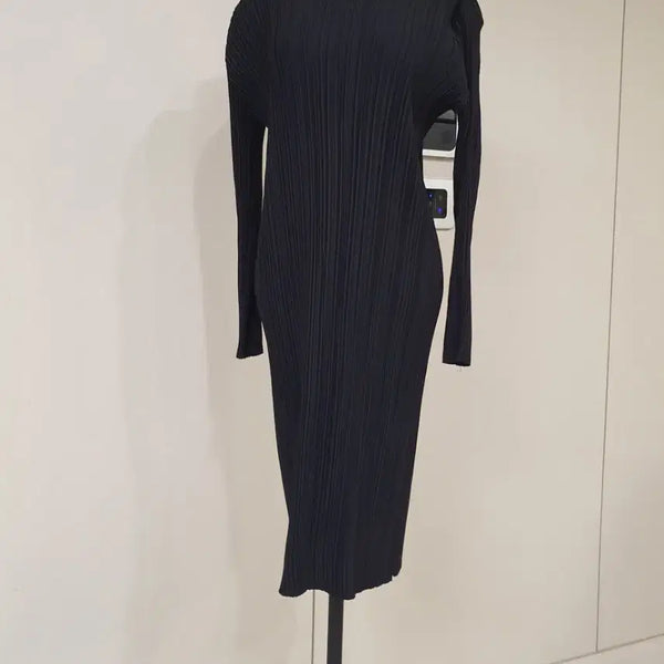 [BUNJANG] Pleated Long Dress Black / 플리츠 블랙 원피스