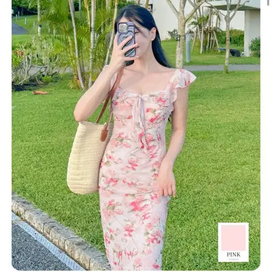 [BUNJANG] Awesome Nana Flower Pattern Long Dress Pink / 어썸나나 휴양지원피스 플라워 패턴 롱 원피스 핑크