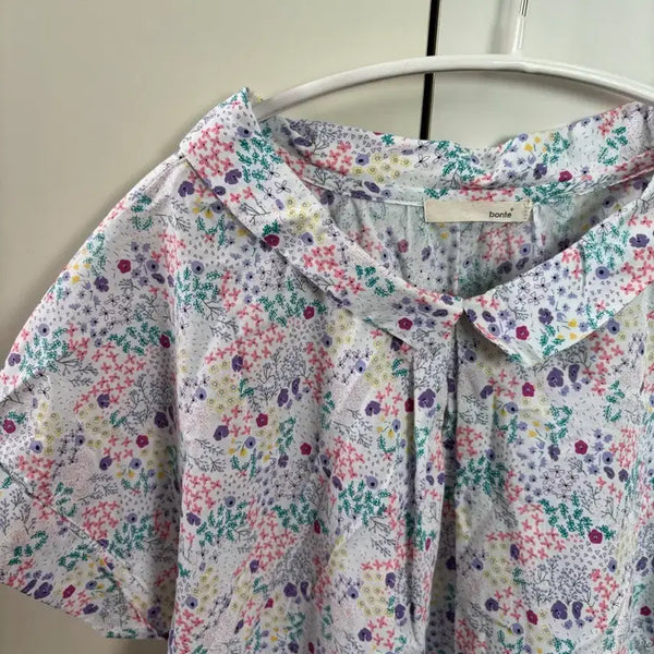 [BUNJANG] Japanese Vintage Flower Pattern Collar Blouse / 일본 빈티지 플라워 패턴 카라 블라우스