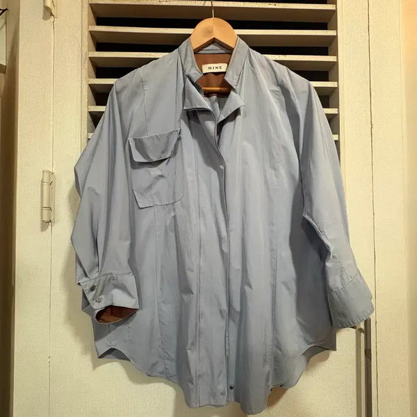 [BUNJANG] MINE Sky Blue Oversized Shirt / MINE마인 하늘색셔츠