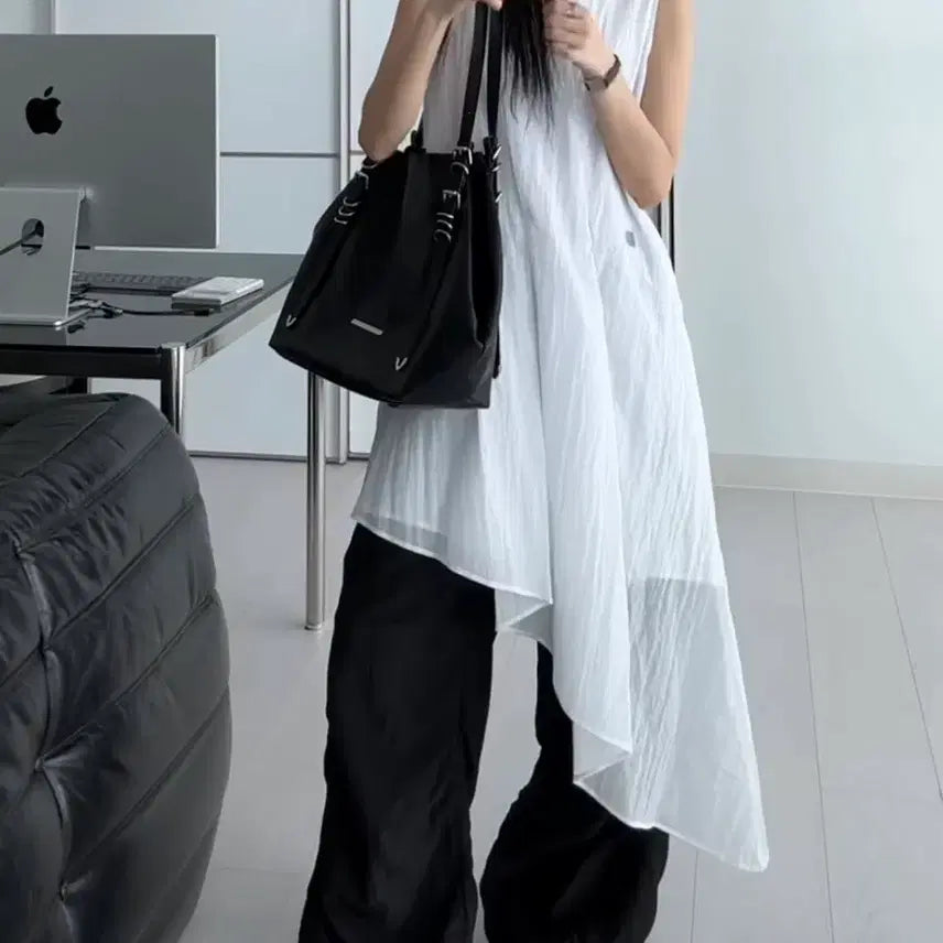 [BUNJANG] Trimingbird Glide Nylon Pintuck One-Piece Dress / 트리밍버드 glide nylon pintuck one-piece 글라이드 나일론 핀턱 원피스