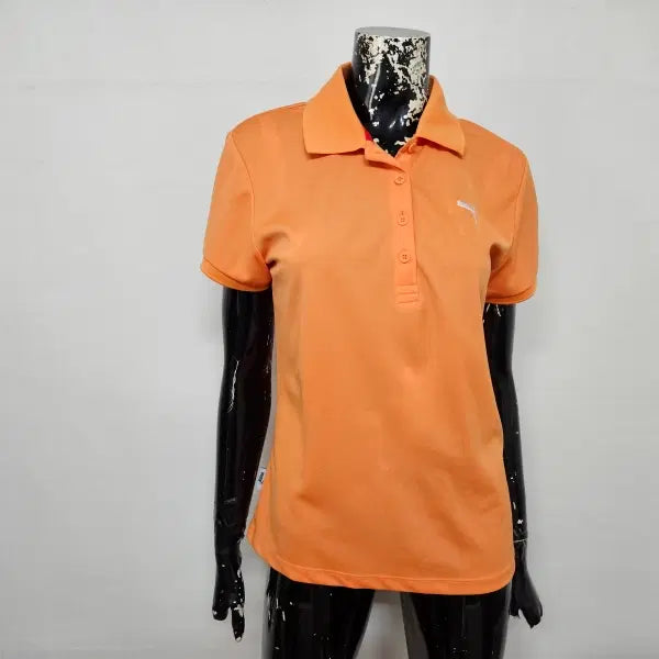 [BUNJANG] Puma Orange Collar Women's Short Sleeve T-Shirt (Size M) / (M 66) 푸마 주황 카라 여성 반팔티  (사이즈 55반~66)