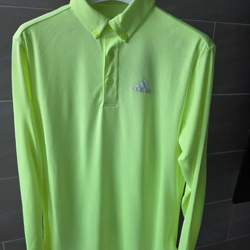[BUNJANG] Adidas Golf Men's Long Sleeve Polo Shirt Lime Green / 아디다스골프  남성긴팔 카라티 라임 그린