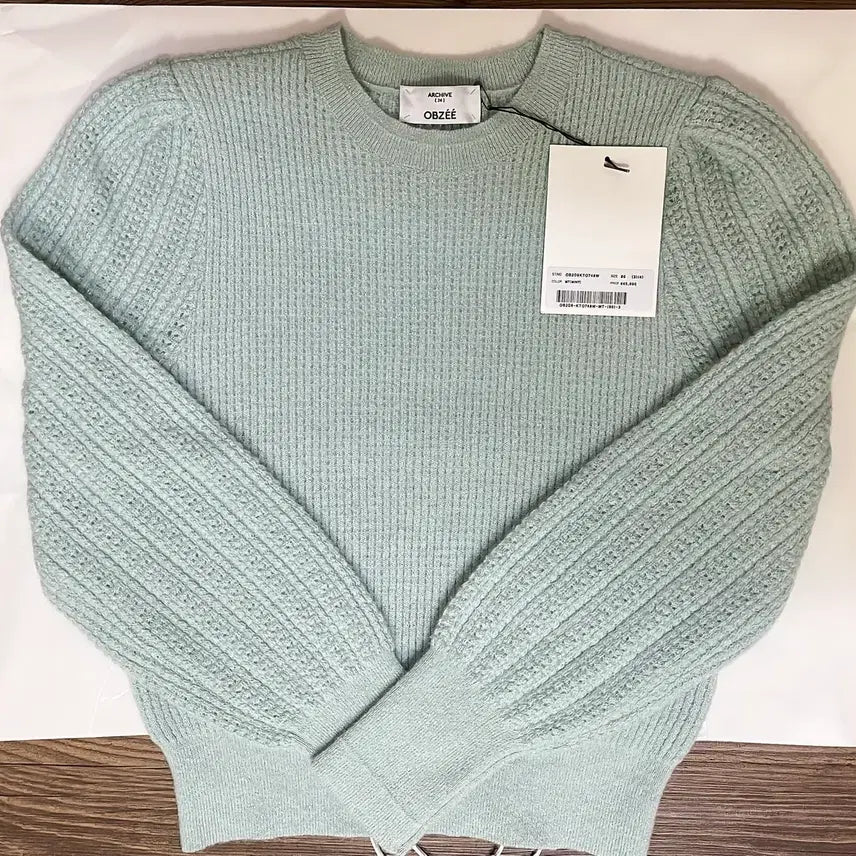 [BUNJANG] Objet Mint Puff Sleeve Knit / 오브제 민트 퍼프소매 니트