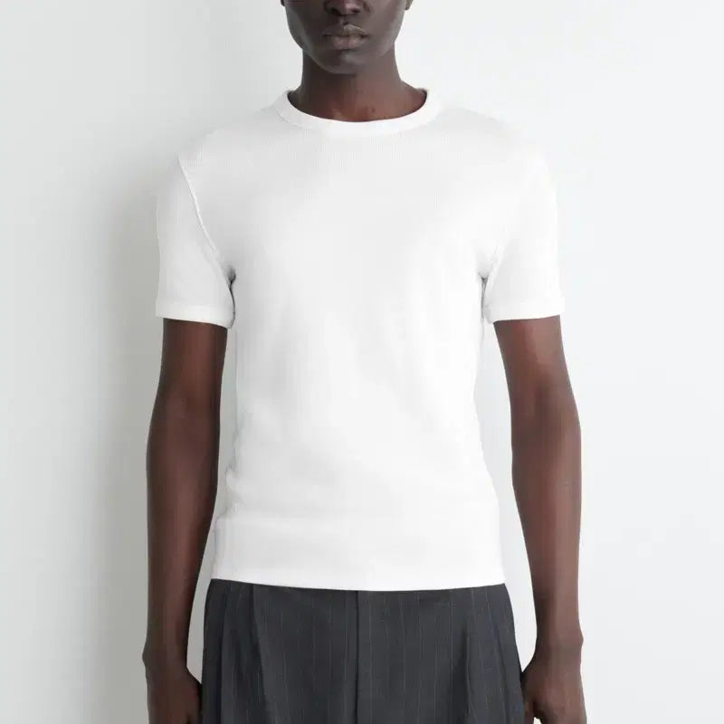 [BUNJANG] COS Slim Ribbed T-Shirt White L / Cos 코스 슬림리브드 티셔츠 화이트 L