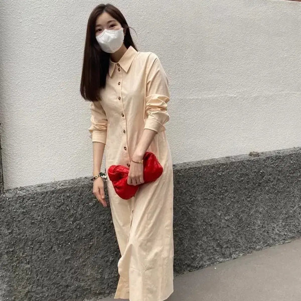 [BUNJANG] COS Long Dress Peach Midi Dress / 코스 COS 이해리 셔츠 롱 원피스 피치 미디 드레스