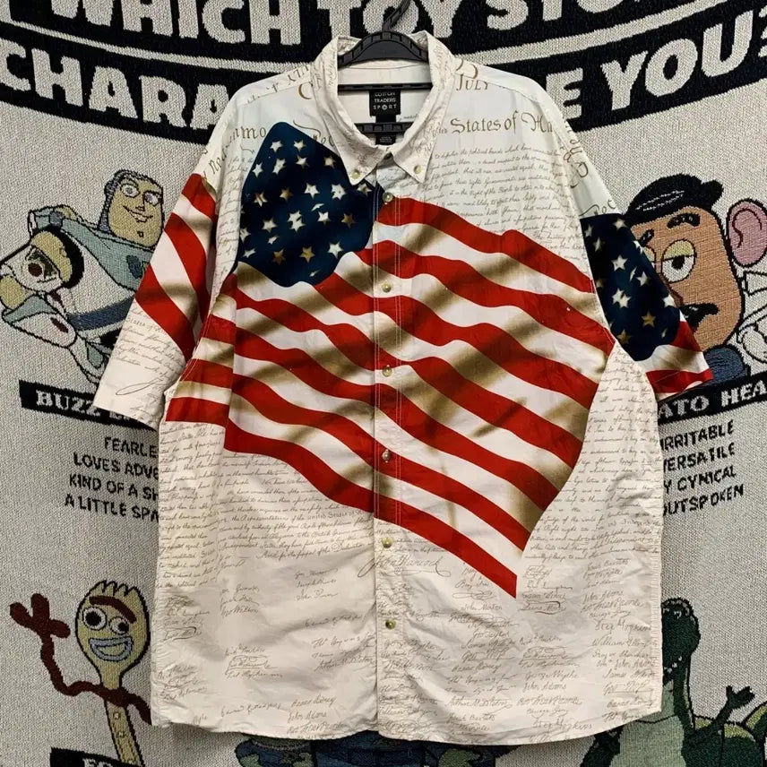 [BUNJANG] Vintage American Flag Half Sleeve Shirt 2XL / [2XL] 빈티지 성조기 하프셔츠
