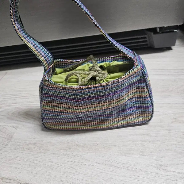 [BUNJANG] Stripe Pattern Shoulder Bag / 스트라이프 패턴 숄더백.  가로24 세로 13  폭9