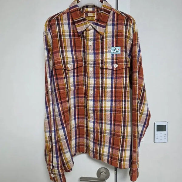 [BUNJANG] Human Made Orange Check Shirt L / 휴먼메이드/오렌지 체크 셔츠/L