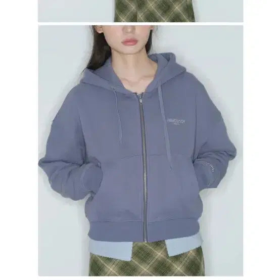 [BUNJANG] Homebody Things Cropped Hooded Zip-Up Blue / 홈바디띵즈 크롭 후드 집업