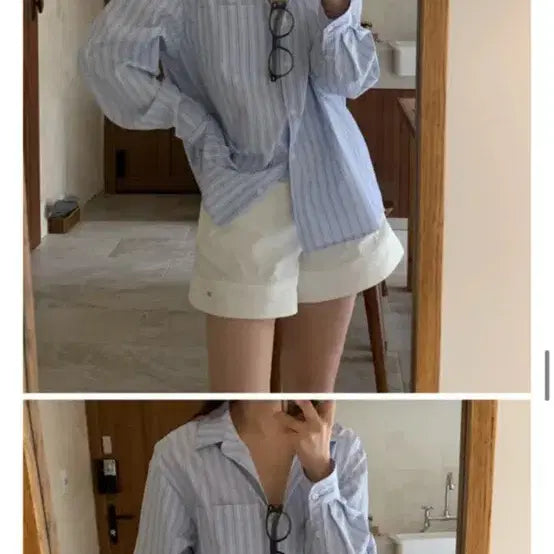 [BUNJANG] Mood N Slow Stripe Shirt / 무드앤슬로우 스트라이프 셔츠 (정가 54000)