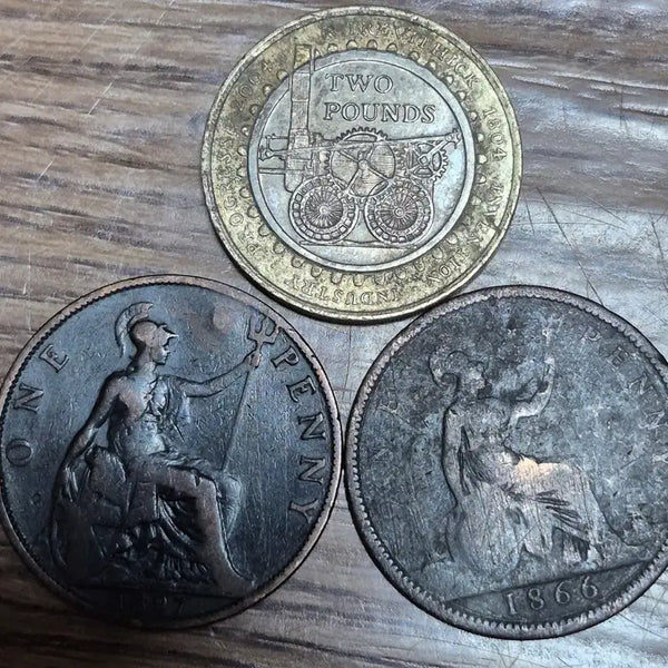 [BUNJANG] United Kingdom 1866, 1907 Penny & 2004 2 Pound Coin Set / 영국 주화 2파운드 1페니 2개 세트 3점