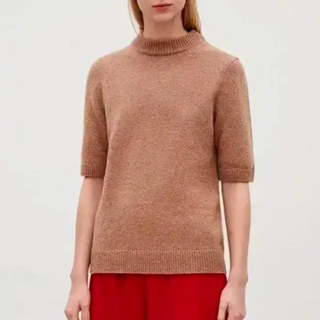 [BUNJANG] COS Speckled Short Sleeve Wool Blend Jumper (Light Brown, Size M) / COS 코스 여성 스펙클드 숏 슬리브 울 블렌드 점퍼 M사이즈