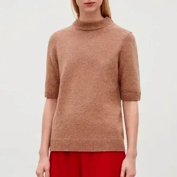 [BUNJANG] COS Speckled Short Sleeve Wool Blend Jumper (Light Brown, Size M) / COS 코스 여성 스펙클드 숏 슬리브 울 블렌드 점퍼 M사이즈