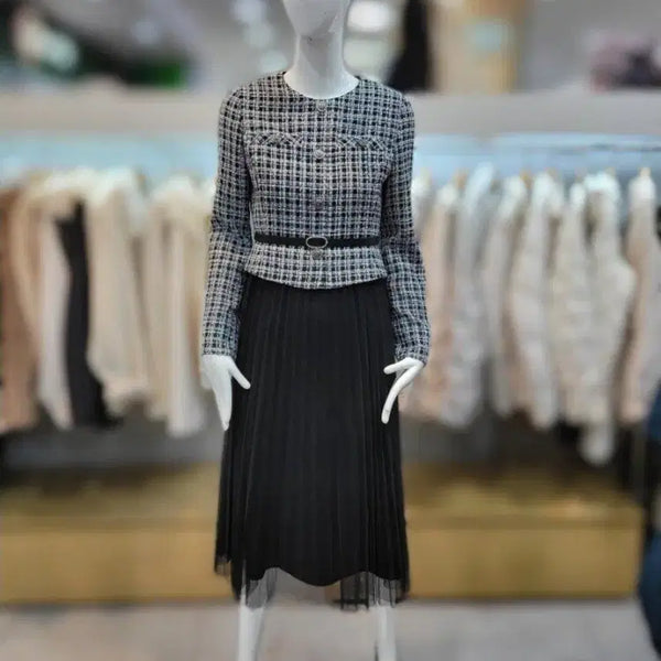 [BUNJANG] SI.C Tweed Ballerina Tulle Dress Black / SI 씨 트위드 발레리나 튤 원피스