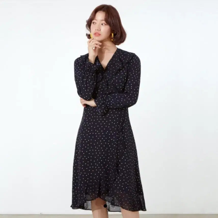[BUNJANG] MIXXO Frill Collar Polka Dot Dress / 브랜드 미쏘 프릴카라 도트 무늬 원피스 미착용 새상품