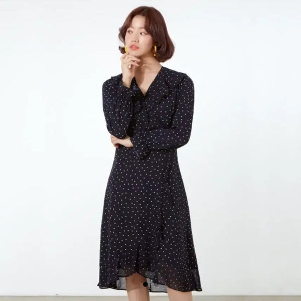 [BUNJANG] MIXXO Frill Collar Polka Dot Dress / 브랜드 미쏘 프릴카라 도트 무늬 원피스 미착용 새상품