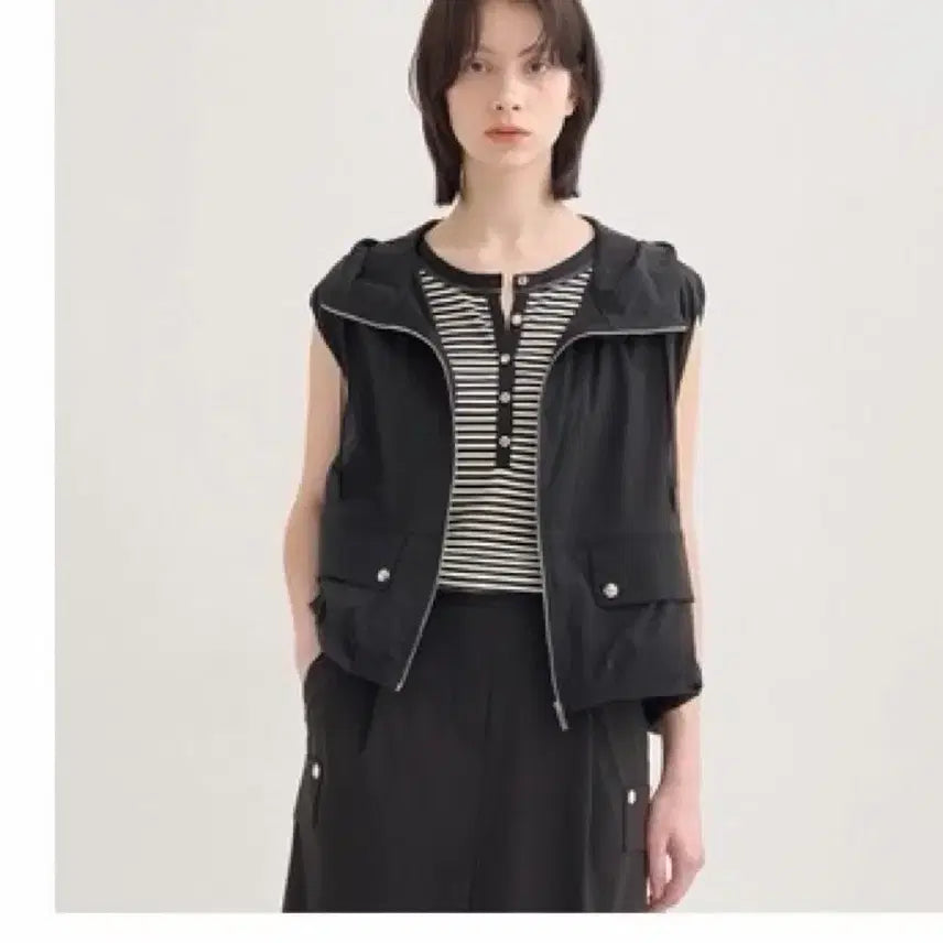 [BUNJANG] sjsj Hooded Vest Black / 한섬 sjsj 후드베스트