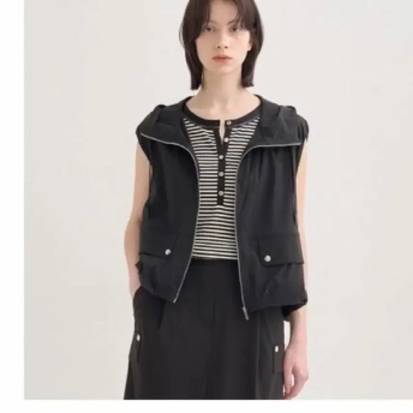 [BUNJANG] sjsj Hooded Vest Black / 한섬 sjsj 후드베스트