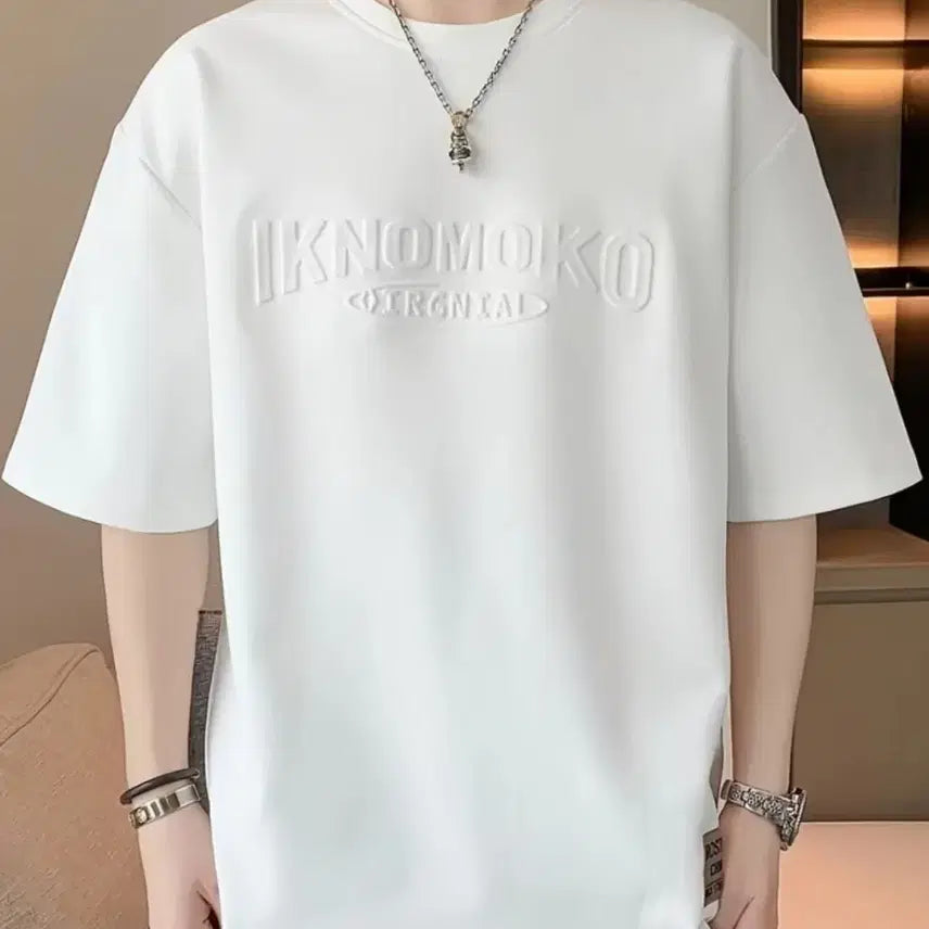 [BUNJANG] Bin Gallery 3D Logo T-Shirt White/Grey / ㅡ빈갤러리 ㅡ 입체로고 티셔츠 화이트.그레이