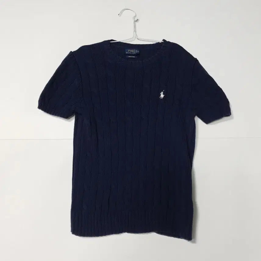[BUNJANG] Polo Ralph Lauren Cable Knit Short Sleeve Navy / 폴로 랄프로렌 케이블 니트 반팔 네이비 0145