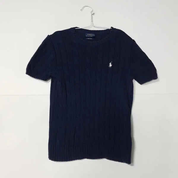 [BUNJANG] Polo Ralph Lauren Cable Knit Short Sleeve Navy / 폴로 랄프로렌 케이블 니트 반팔 네이비 0145
