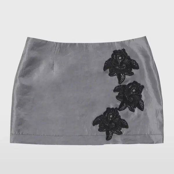 [BUNJANG] Three Times Rose Satin Mini Skirt / 달링유어배드 로즈 새틴 미니 스커트 | 쓰리타임즈 마뗑킴 비앰프롬