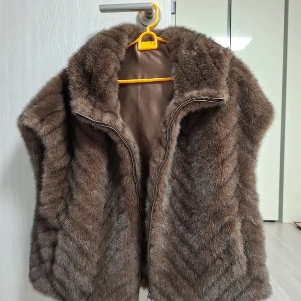 [BUNJANG] Miseenscene Mink Vest Brown / 미센스 밍크 베스트 (66) 브라운