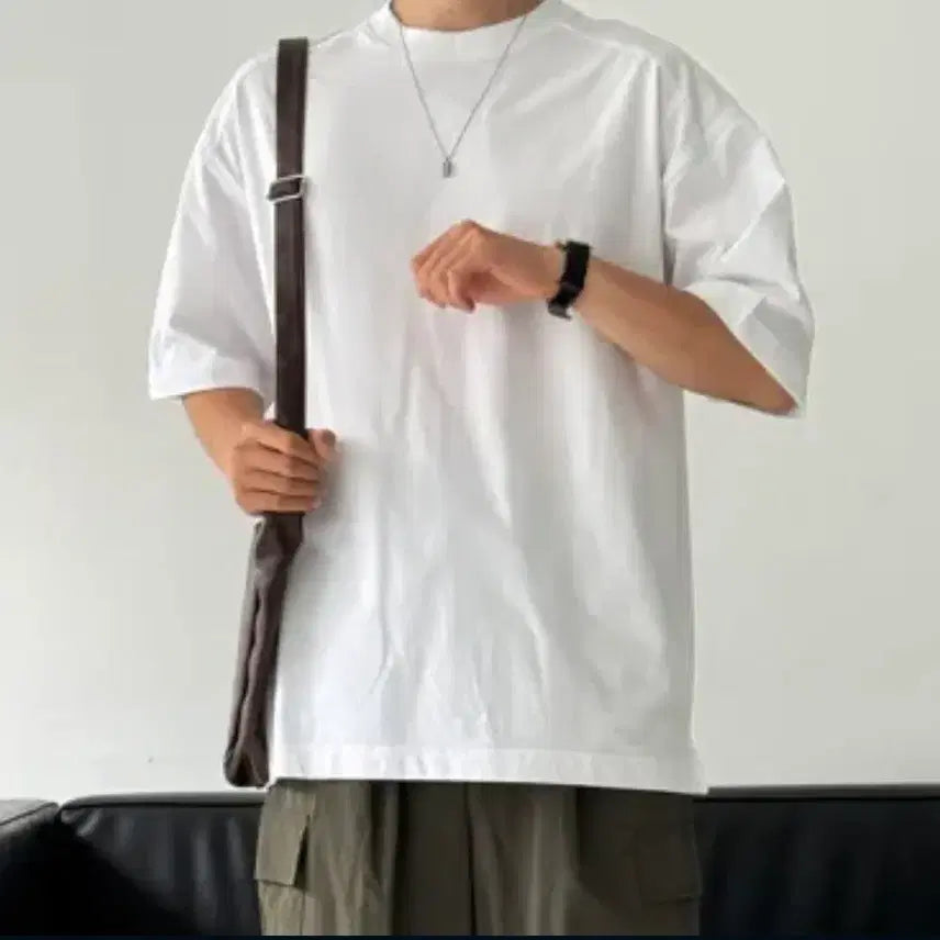 [BUNJANG] USA Cotton White Panel Short Sleeve T-Shirt / USA 코튼 화이트 절개 반팔 티 새것 105