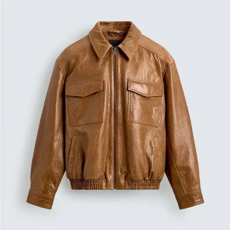 [BUNJANG] Zara A-2 Real Leather Pocket Jacket S / 자라 A-2 리얼 레더 포켓 자켓 S