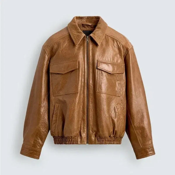 [BUNJANG] Zara A-2 Real Leather Pocket Jacket S / 자라 A-2 리얼 레더 포켓 자켓 S