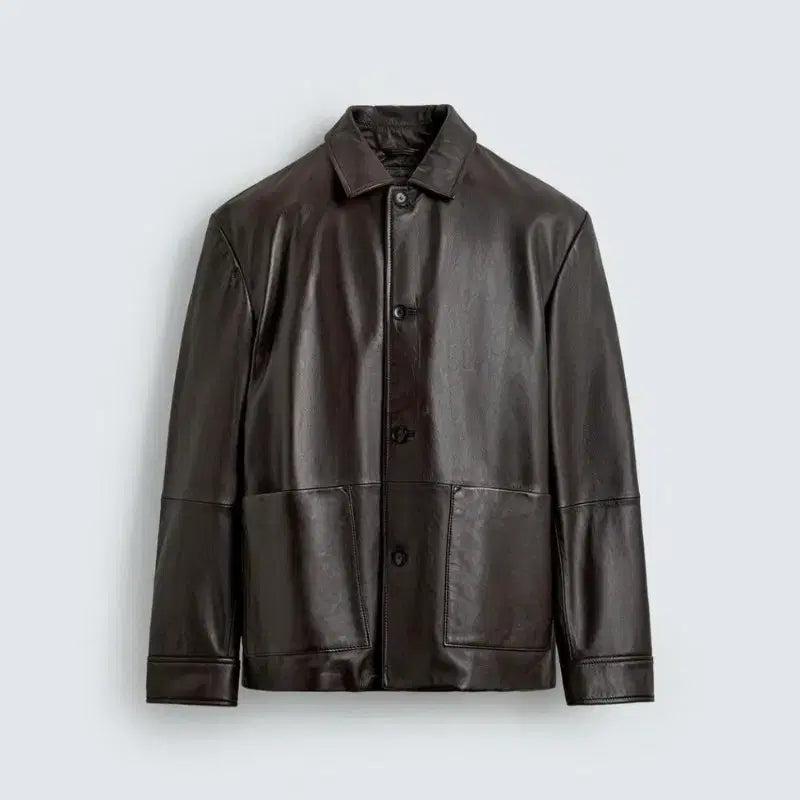[BUNJANG] Zara Napa Lambskin Leather Car Coat / 자라 나파 램스킨 레더 카코트 S,M,L